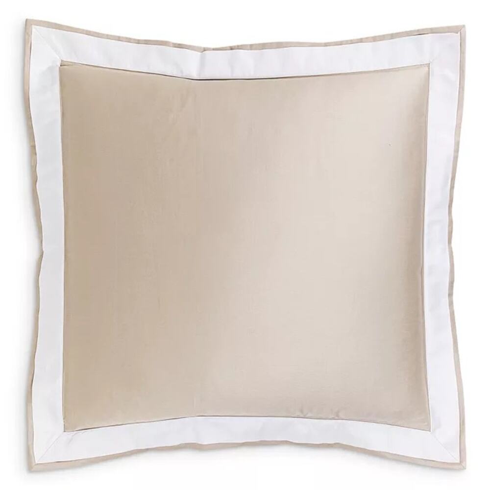 Frette Flying Sateen Euro Sham Pillow Cover Sand/White NWT‎